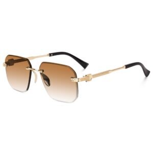 Dervin UV Protected Square Rimless Sunglasses for Men - BROWN, M